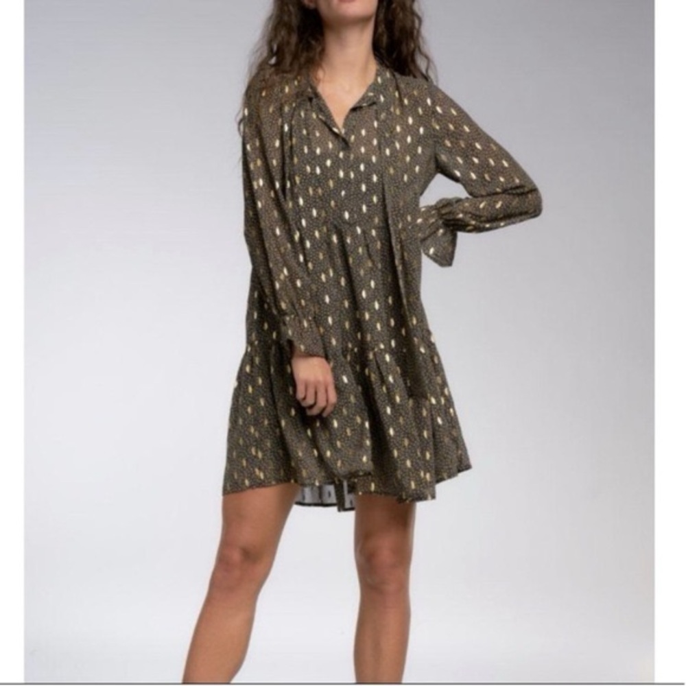 ELAN | Metallic Accent Tiered Dress